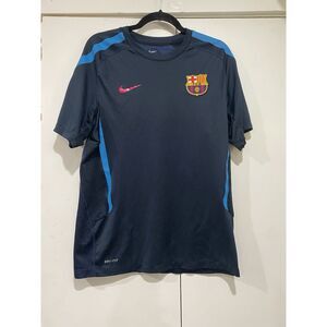 FC Barcelona 2010/2011 Training Soccer Jersey Nike Medium Navy Blue Crest FLAW